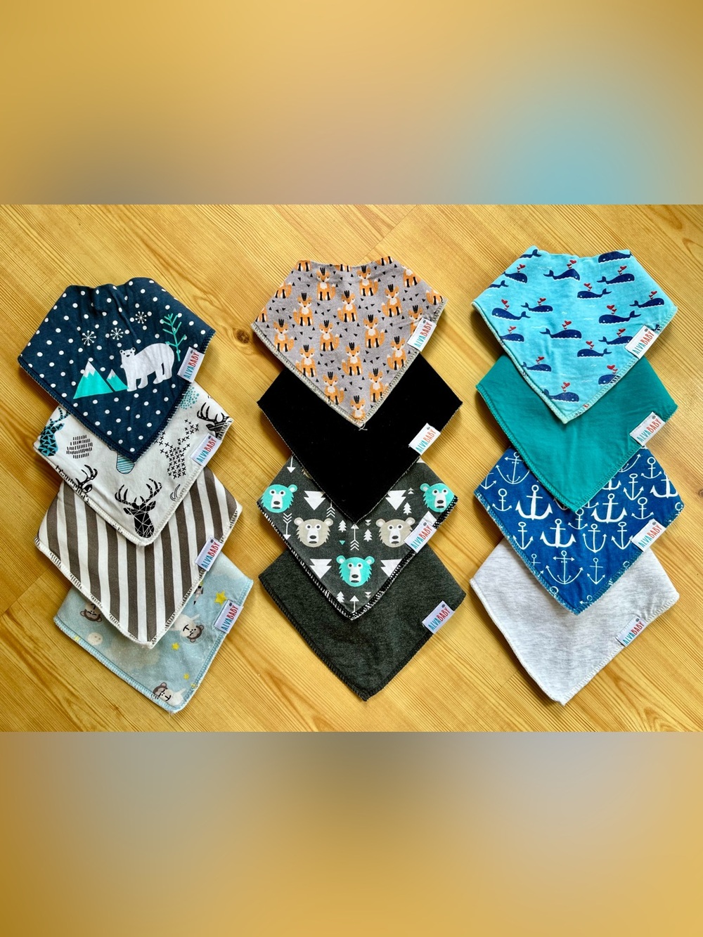 Set of 12 Baby Bandana Bibs by Alva Baby